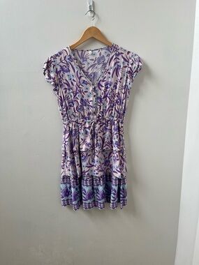 Floral Whimsy Feminine Dress Festival Mini Tiered Dress